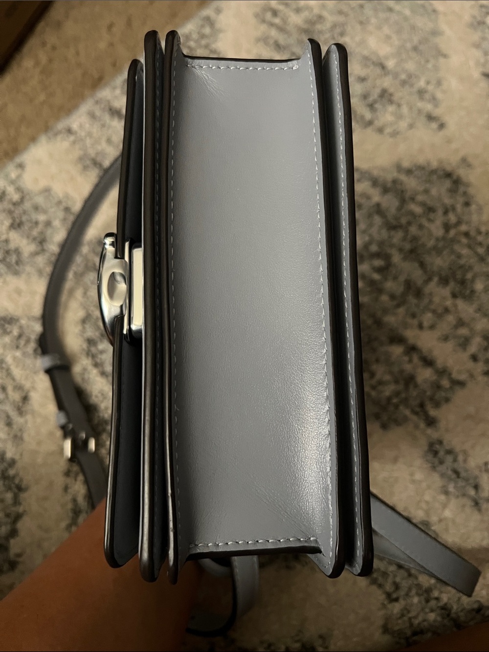 Bandit Coach Turnlock Leather Crossbody Bag in Grayish blue. Or light blue. - Picture 3 of 9